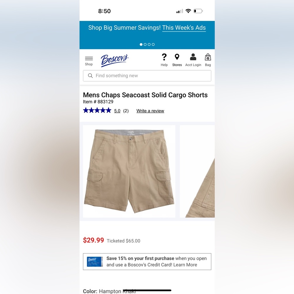 Chaps Men's Beige Cargo Shorts